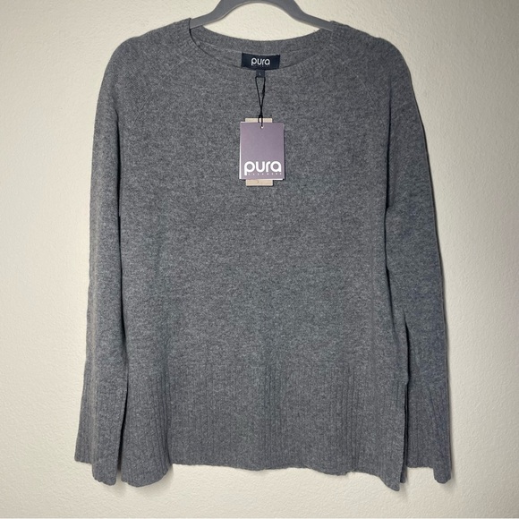 NWT Pura Cashmere | 100% Cashmere Crew Flannel Large - Picture 4 of 11